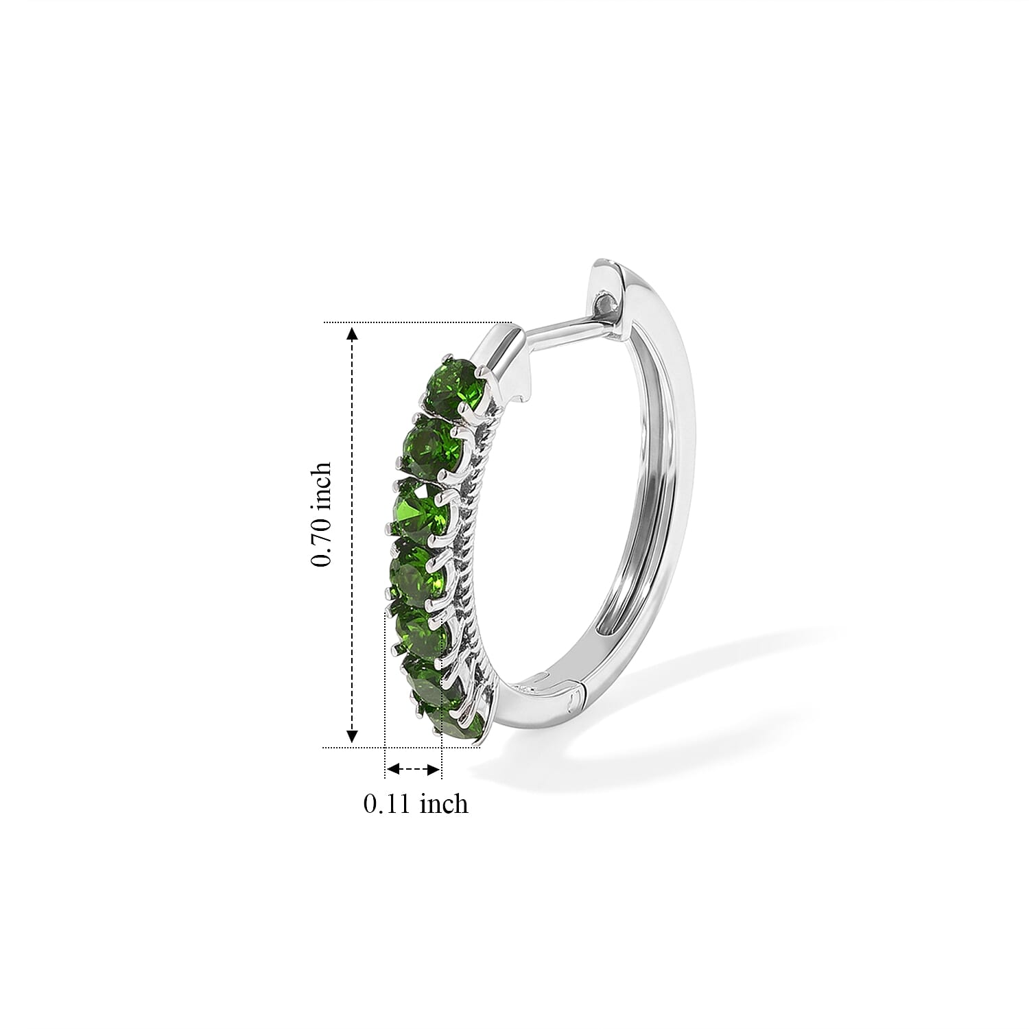 D'Joy Premium Chrome Diopside 1.25 ctw Hoop Earrings in Rhodium Over Sterling Silver
