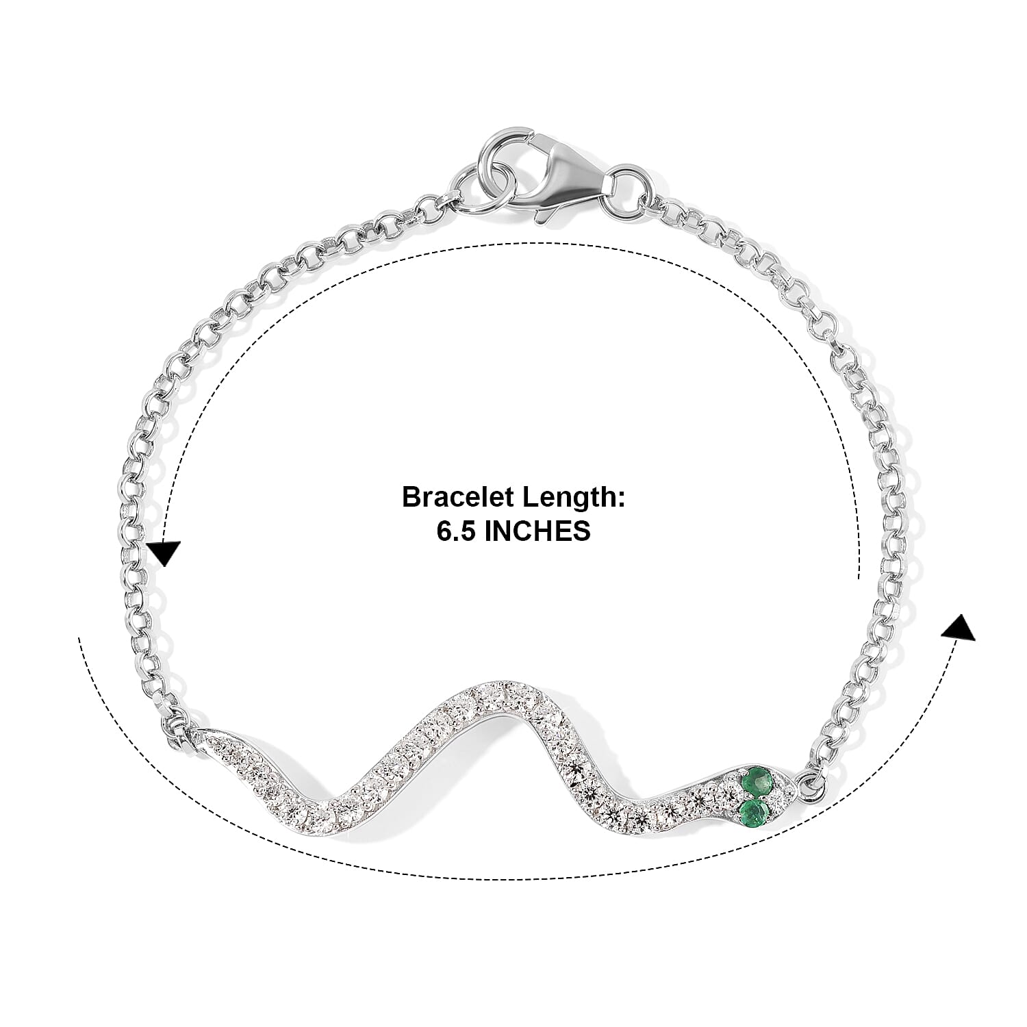 D'Joy Premium Kagem Zambian Emerald and Moissanite 0.75 ctw Bracelet in Rhodium Over Sterling Silver (6.50 In)