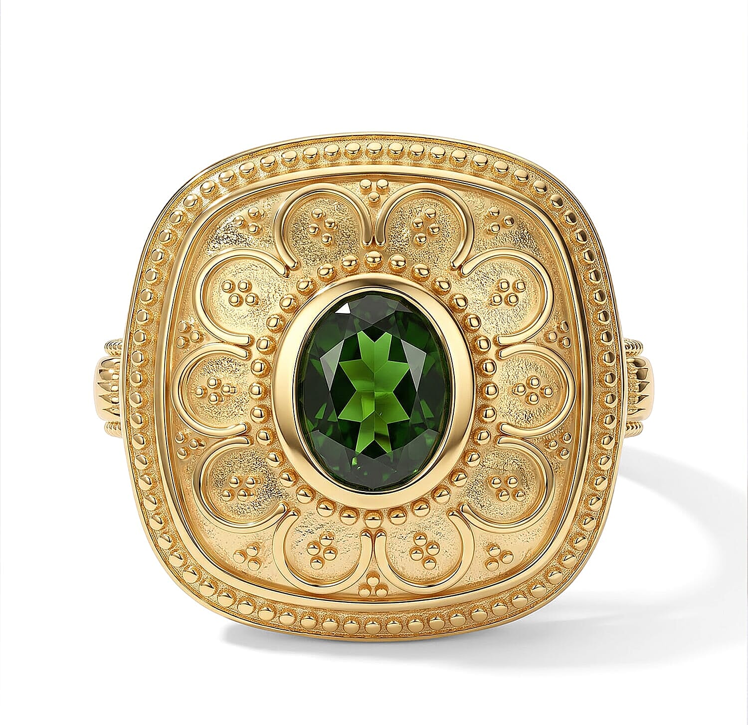 D'Joy Passport to Turkey Premium Chrome Diopside Ring in 18K Vermeil YG Over Sterling Silver (Size 6.0) 1.65 ctw