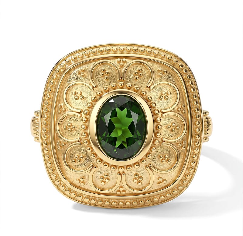 D'Joy Passport to Turkey Premium Chrome Diopside Ring in 18K Vermeil YG Over Sterling Silver (Size 6.0) 1.65 ctw