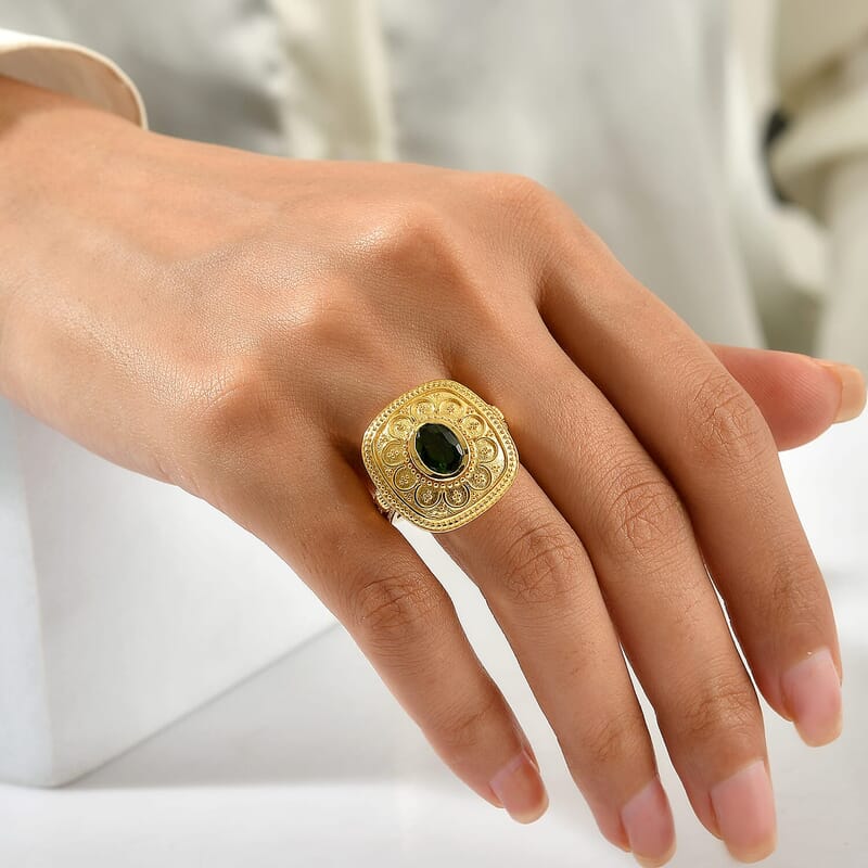 D'Joy Passport to Turkey Premium Chrome Diopside Ring in 18K Vermeil YG Over Sterling Silver (Size 6.0) 1.65 ctw