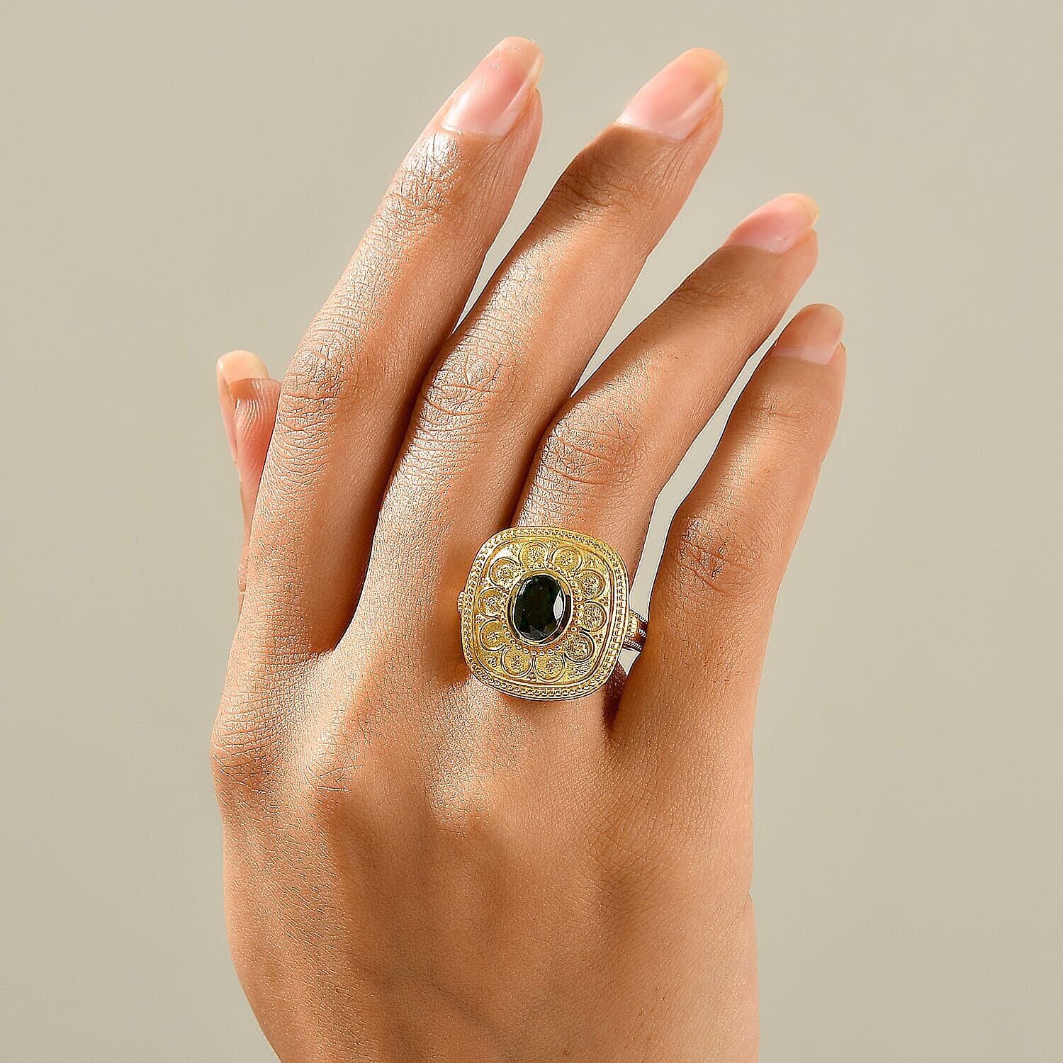 D'Joy Passport to Turkey Premium Chrome Diopside Ring in 18K Vermeil YG Over Sterling Silver (Size 6.0) 1.65 ctw