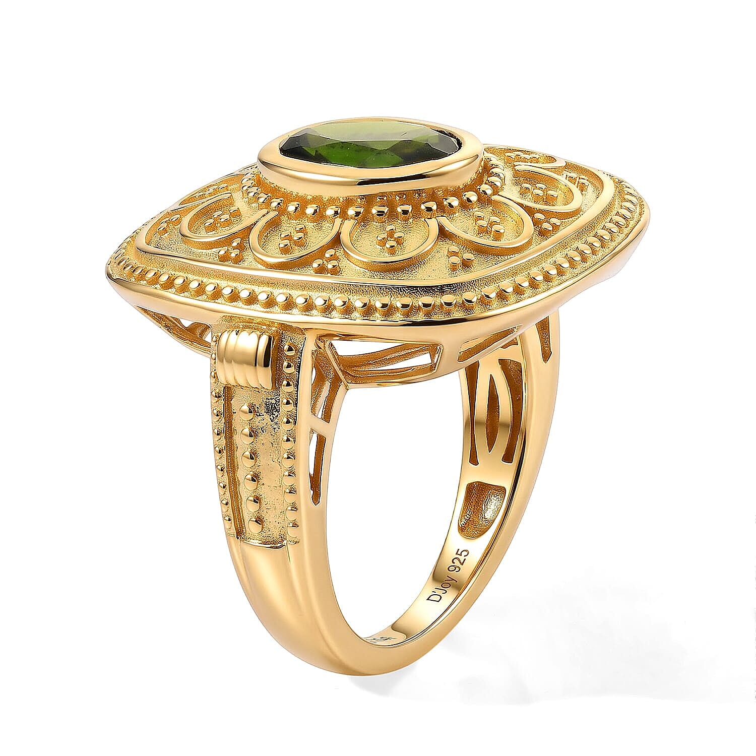 D'Joy Passport to Turkey Premium Chrome Diopside Ring in 18K Vermeil YG Over Sterling Silver (Size 6.0) 1.65 ctw