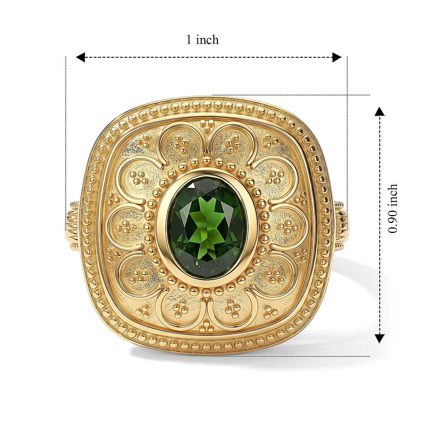 D'Joy Passport to Turkey Premium Chrome Diopside Ring in 18K Vermeil YG Over Sterling Silver (Size 6.0) 1.65 ctw