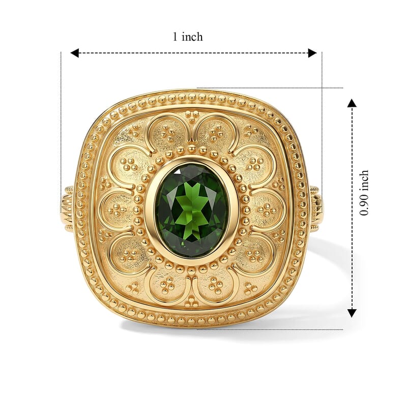 D'Joy Passport to Turkey Premium Chrome Diopside Ring in 18K Vermeil YG Over Sterling Silver (Size 6.0) 1.65 ctw