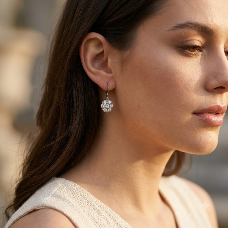 EverTrue Simulated Diamond Clover Cluster Earrings in Stainless Steel