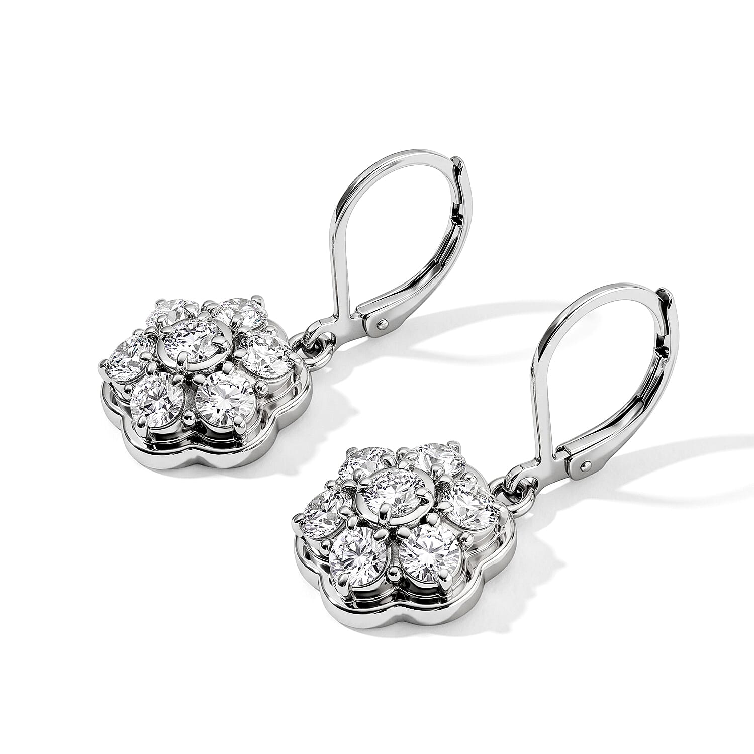 EverTrue Simulated Diamond Clover Cluster Earrings in Stainless Steel