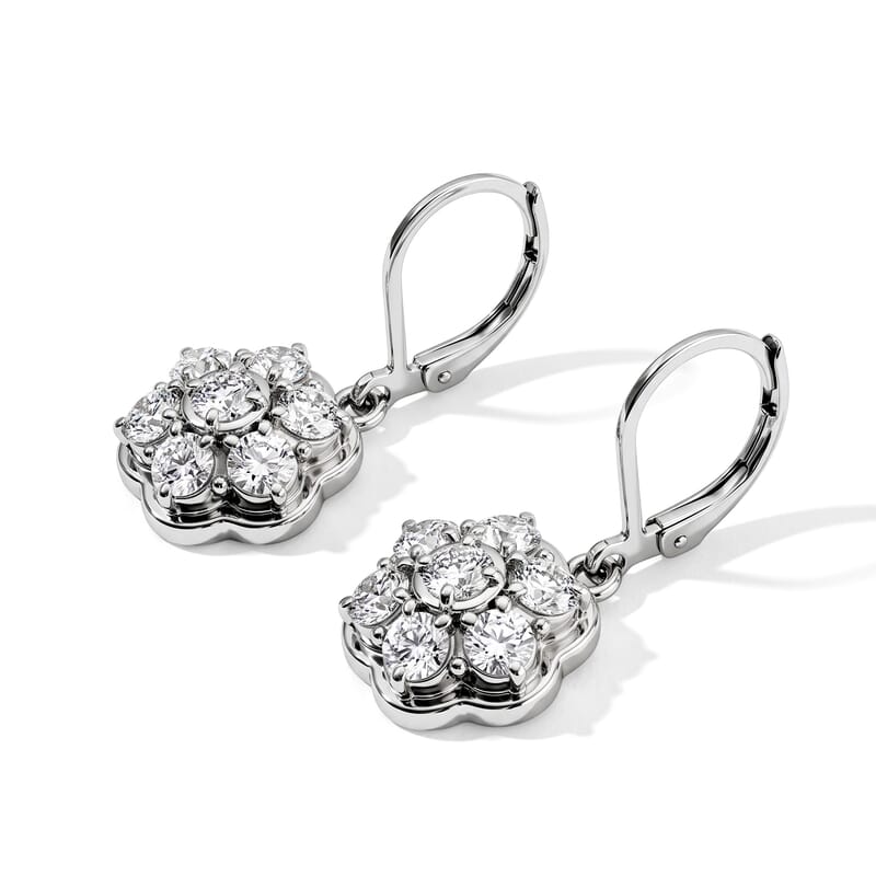 EverTrue Simulated Diamond Clover Cluster Earrings in Stainless Steel