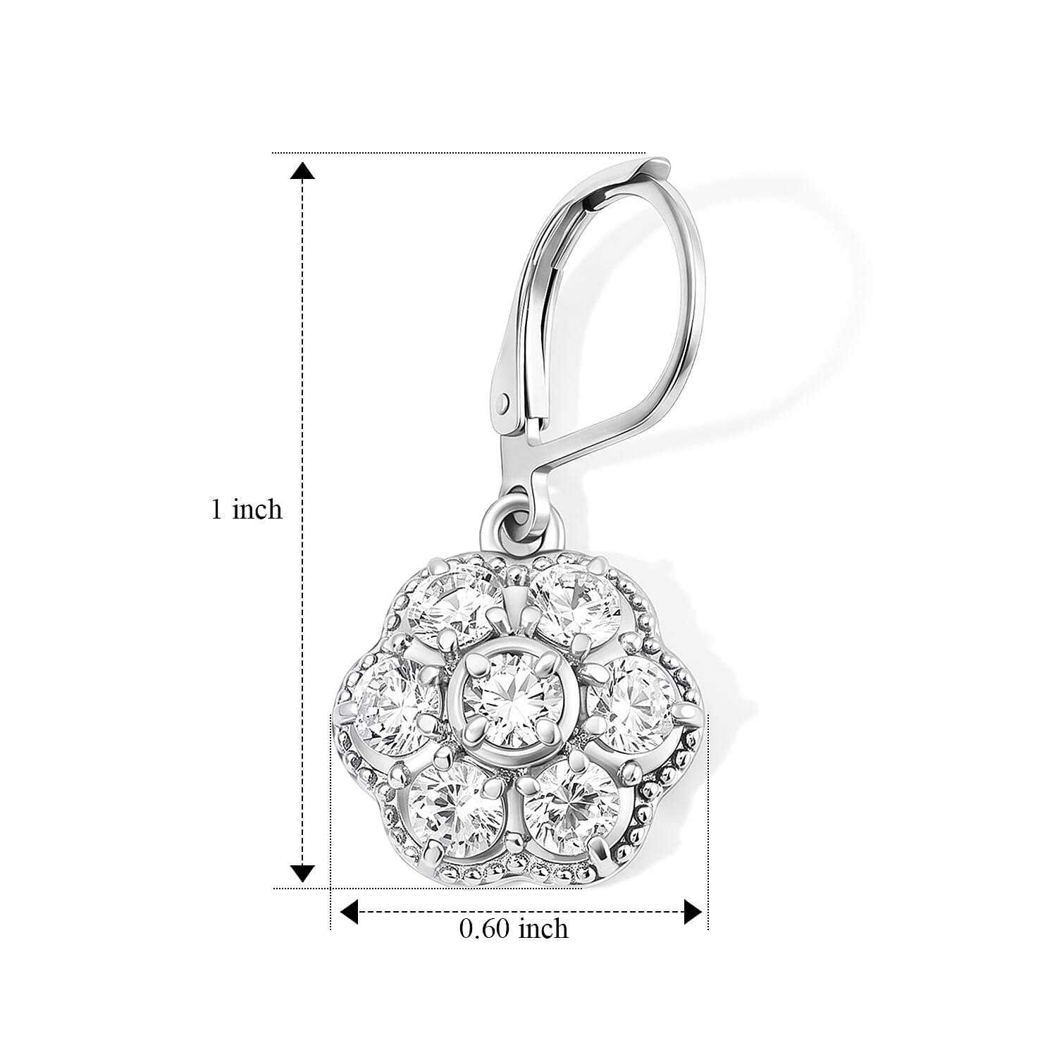 EverTrue Simulated Diamond Clover Cluster Earrings in Stainless Steel