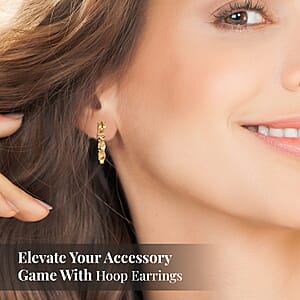 D'Joy Brazilian Citrine 1.40 ctw Huggie Hoop Earrings in 14K Yellow Gold Over Sterling Silver