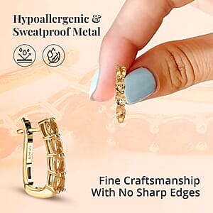 D'Joy Brazilian Citrine 1.40 ctw Huggie Hoop Earrings in 14K Yellow Gold Over Sterling Silver