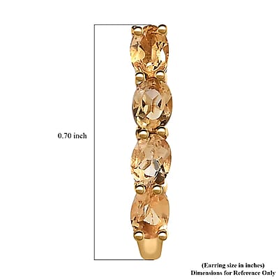 D'Joy Brazilian Citrine 1.40 ctw Huggie Hoop Earrings in 14K Yellow Gold Over Sterling Silver