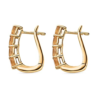 D'Joy Brazilian Citrine 1.40 ctw Huggie Hoop Earrings in 14K Yellow Gold Over Sterling Silver