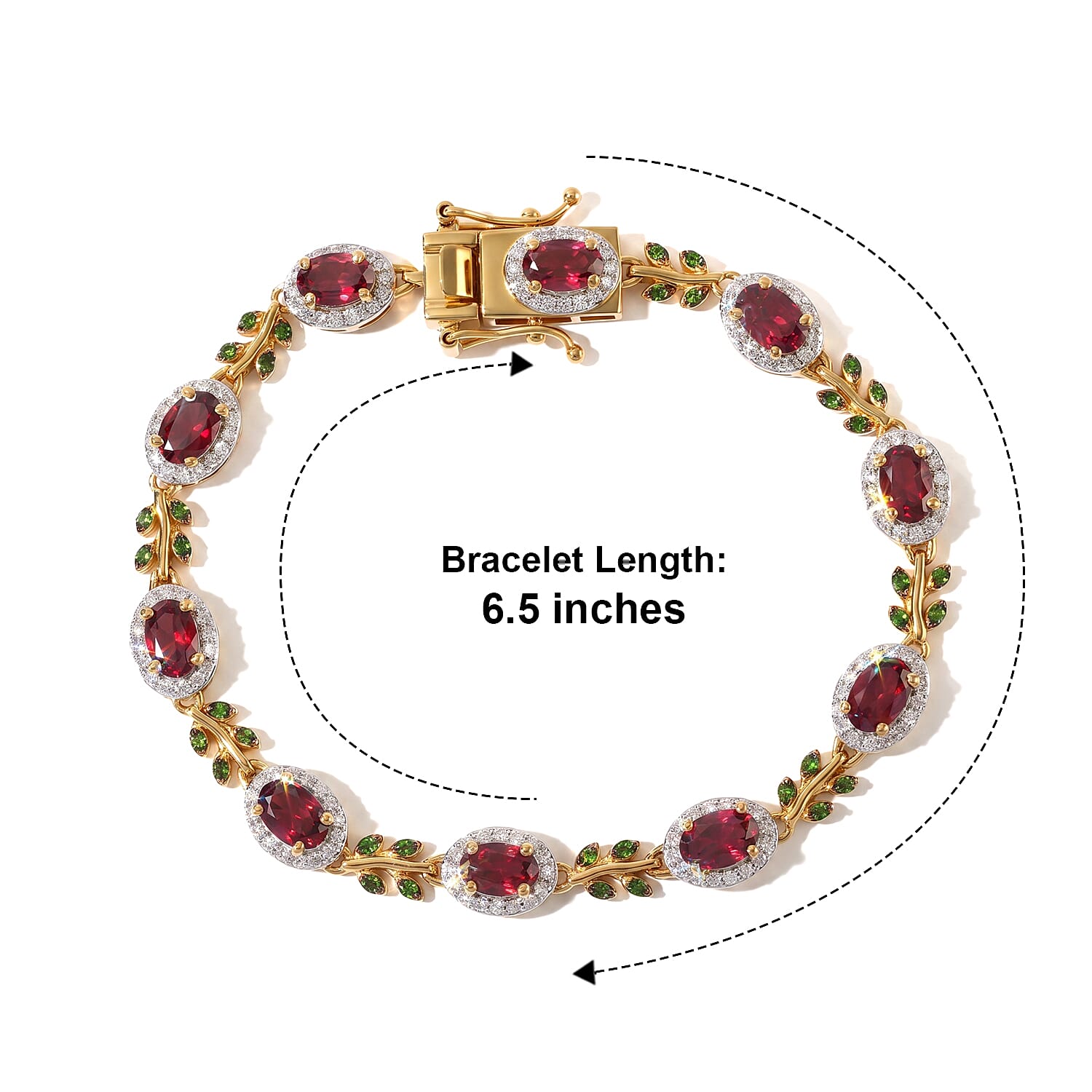 D'Joy Premium Tanzanian Wine Garnet and Multi Gemstone 6.75 ctw Enchanted Vine Bracelet in 18K Vermeil Yellow Gold Over Sterling Silver (6.50 In)