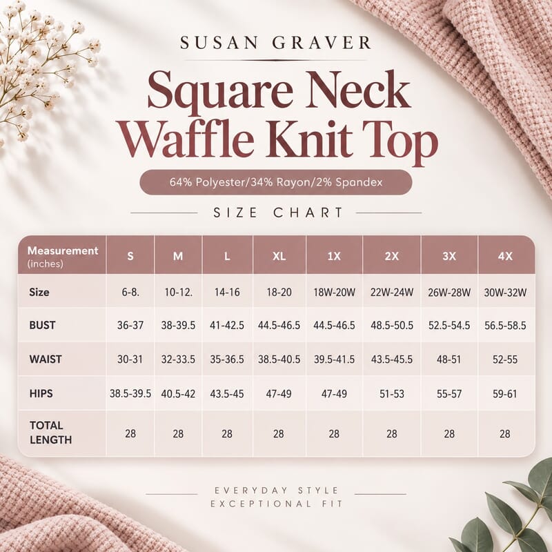 Susan Graver White Square Neck Waffle Knit Top-XL