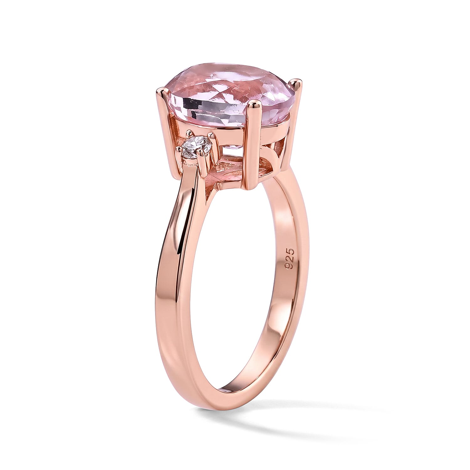 Premium Martha Rocha Kunzite and Luxuriant Lab Grown Diamond G-H SI 3.80 ctw Statement Ring in Vermeil Rose Gold Over Sterling Silver (Size 6.0)