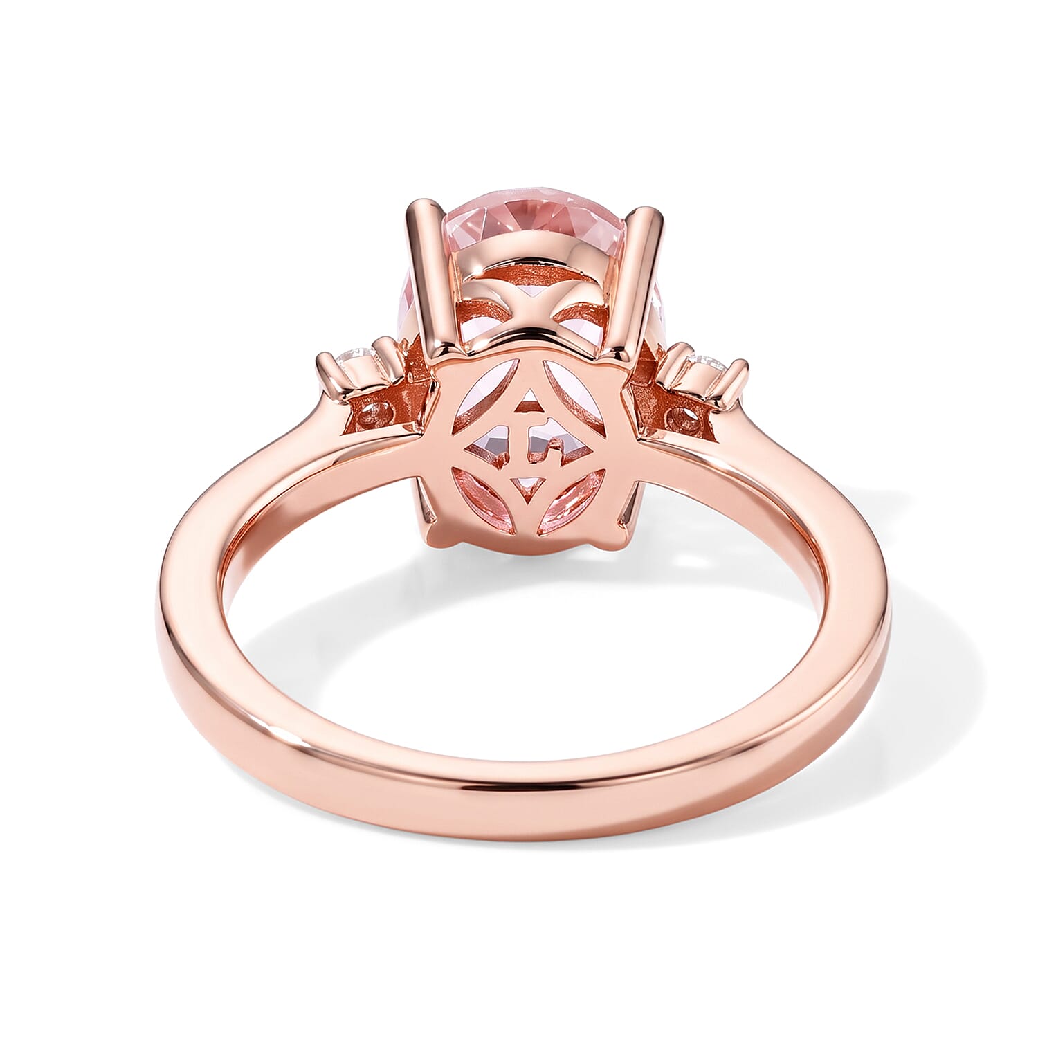 Premium Martha Rocha Kunzite and Luxuriant Lab Grown Diamond G-H SI 3.80 ctw Statement Ring in Vermeil Rose Gold Over Sterling Silver (Size 6.0)