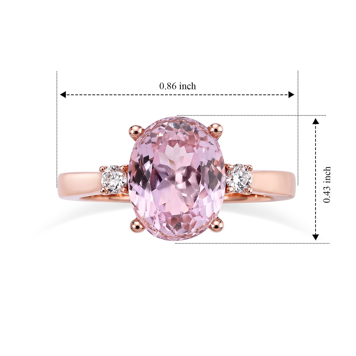 Premium Martha Rocha Kunzite and Luxuriant Lab Grown Diamond G-H SI 3.80 ctw Statement Ring in Vermeil Rose Gold Over Sterling Silver (Size 6.0)