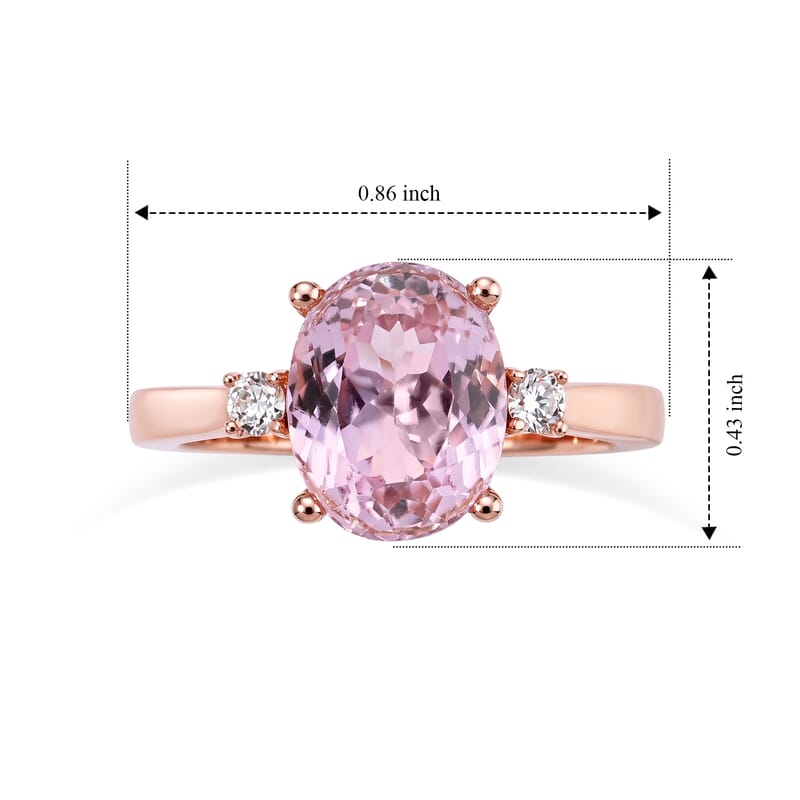 Premium Martha Rocha Kunzite and Luxuriant Lab Grown Diamond G-H SI 3.80 ctw Statement Ring in Vermeil Rose Gold Over Sterling Silver (Size 6.0)