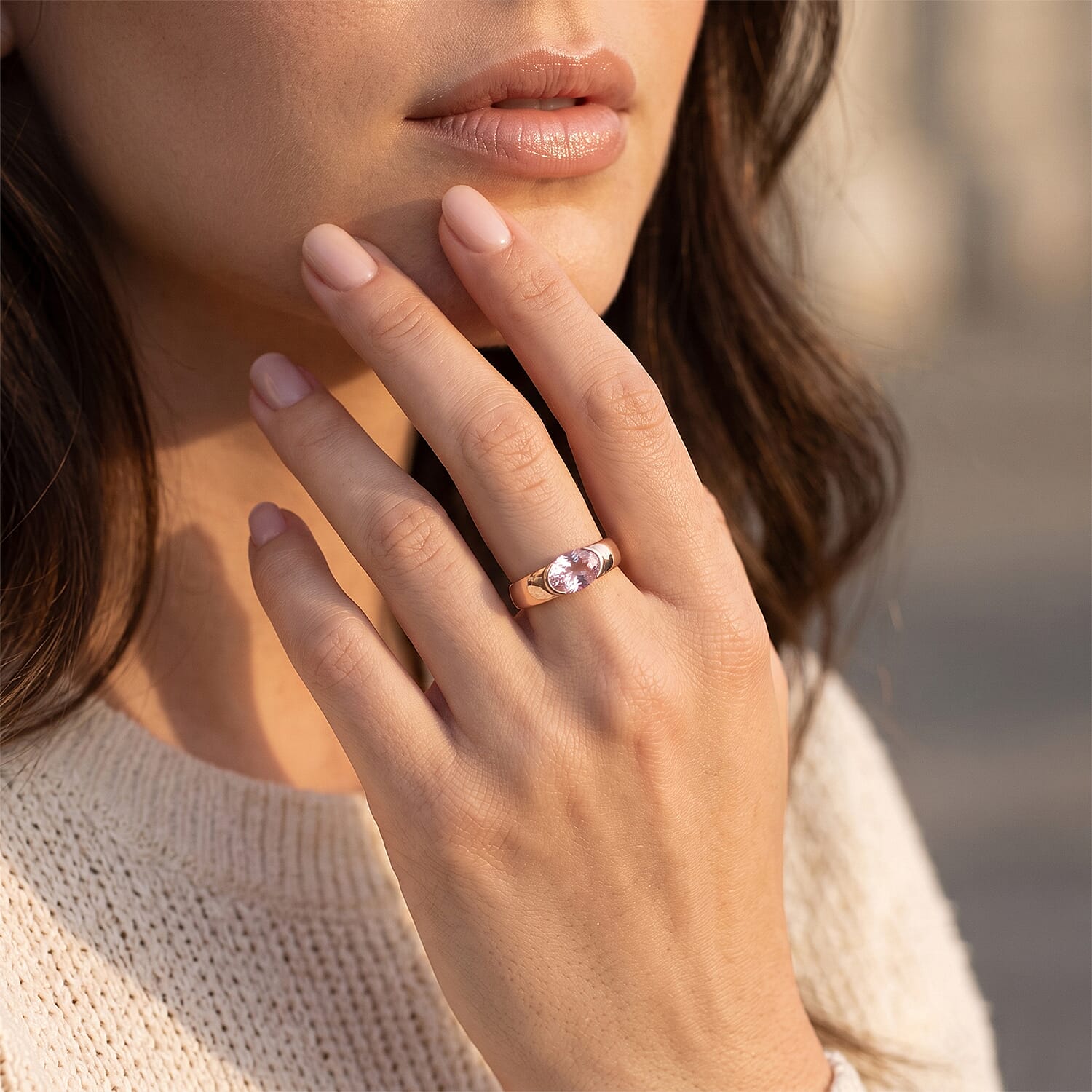 D'Joy Premium Martha Rocha Kunzite 1.85 ctw Solitaire Bezel Ring in Vermeil Rose Gold Over Sterling Silver (Size 6.0)