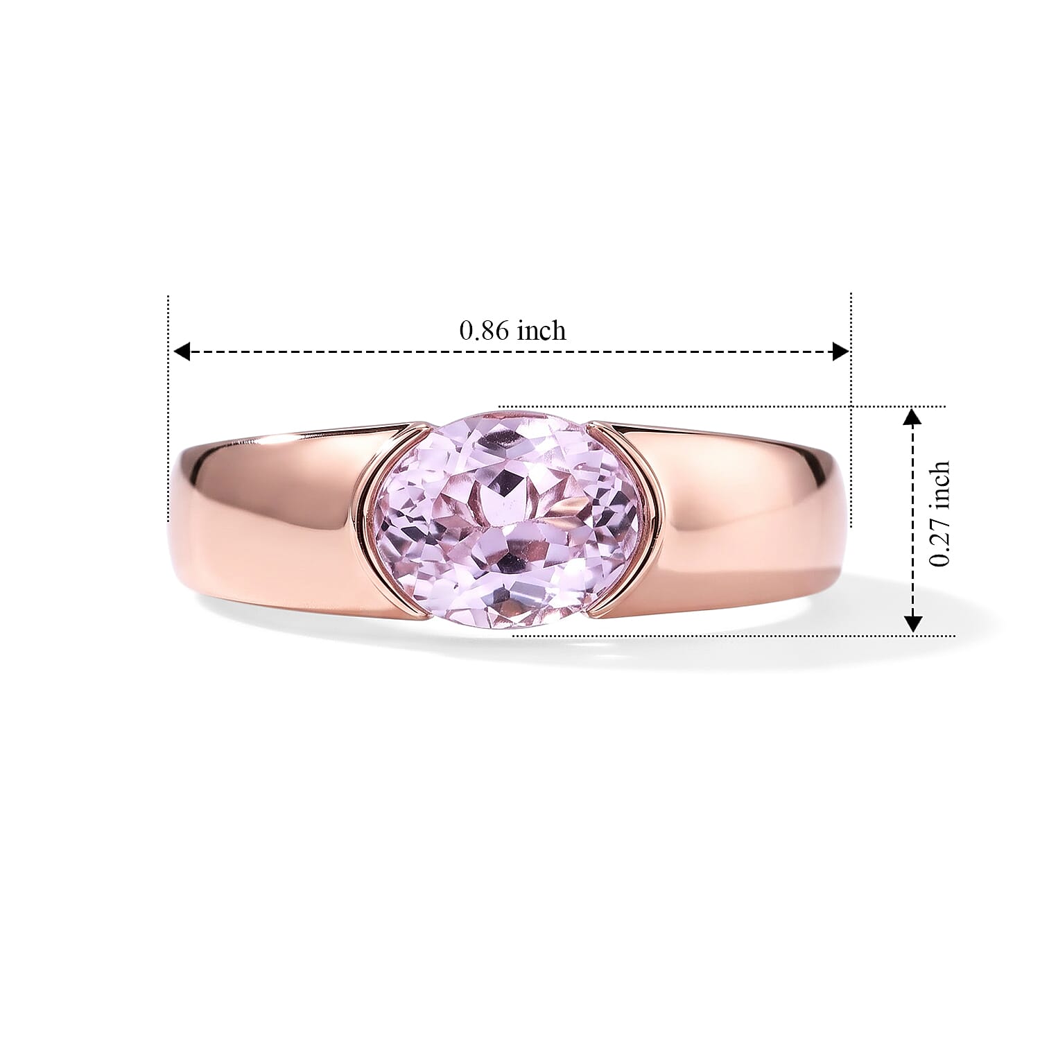 D'Joy Premium Martha Rocha Kunzite 1.85 ctw Solitaire Bezel Ring in Vermeil Rose Gold Over Sterling Silver (Size 7.0)