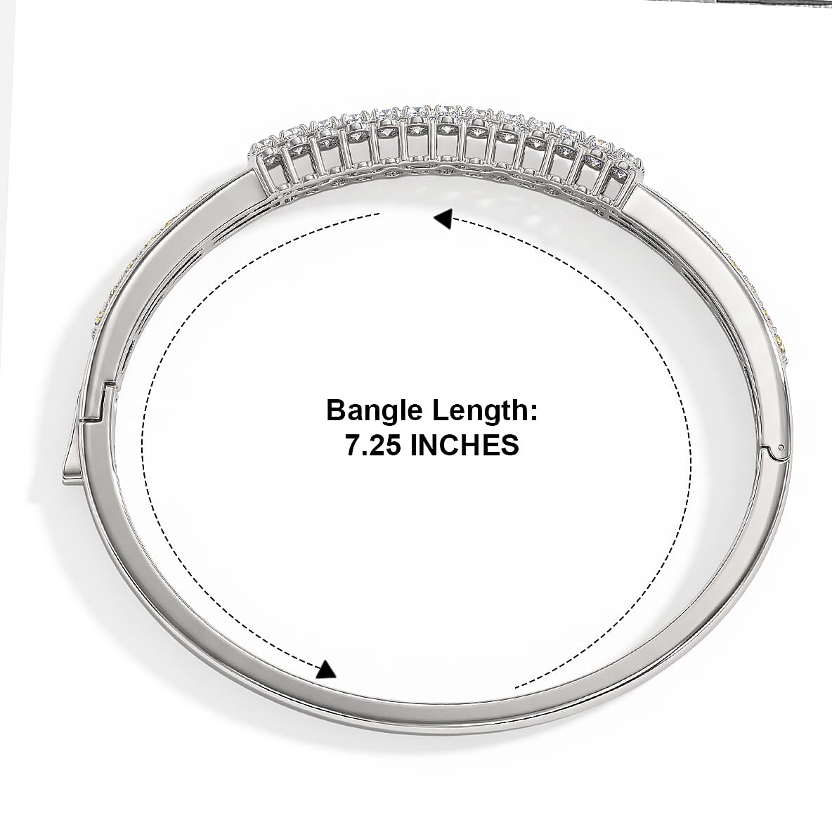 EverTrue Lab Created White Sapphire 4.00 ctw Spectrum Harmony Two Tone Bangle Bracelet in 18K YG Plated and Platinum Bond (6.50 In)
