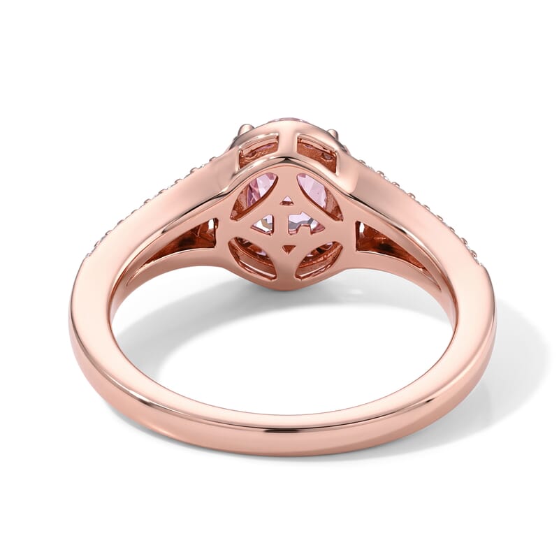 Premium Martha Rocha Kunzite, Luxuriant Lab Grown Blue Diamond (IR) and Lab Grown Diamond SI 1.50 ctw Ring in Vermeil Rose Gold Over Sterling Silver (Size 6.0)
