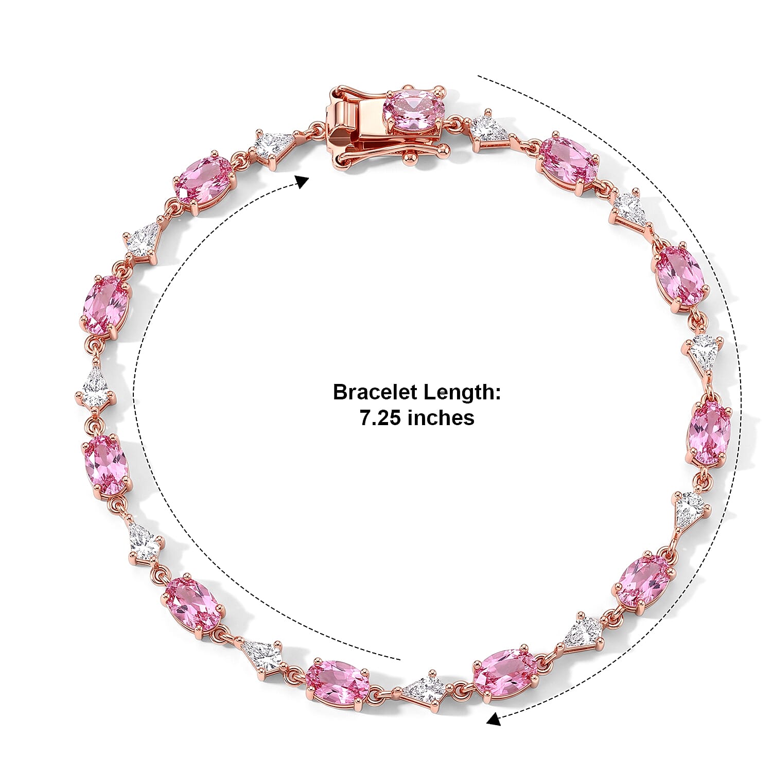 D'Joy Premium Martha Rocha Kunzite and Moissanite 8.35 ctw Bracelet in Vermeil Rose Gold Over Sterling Silver (6.50 In)