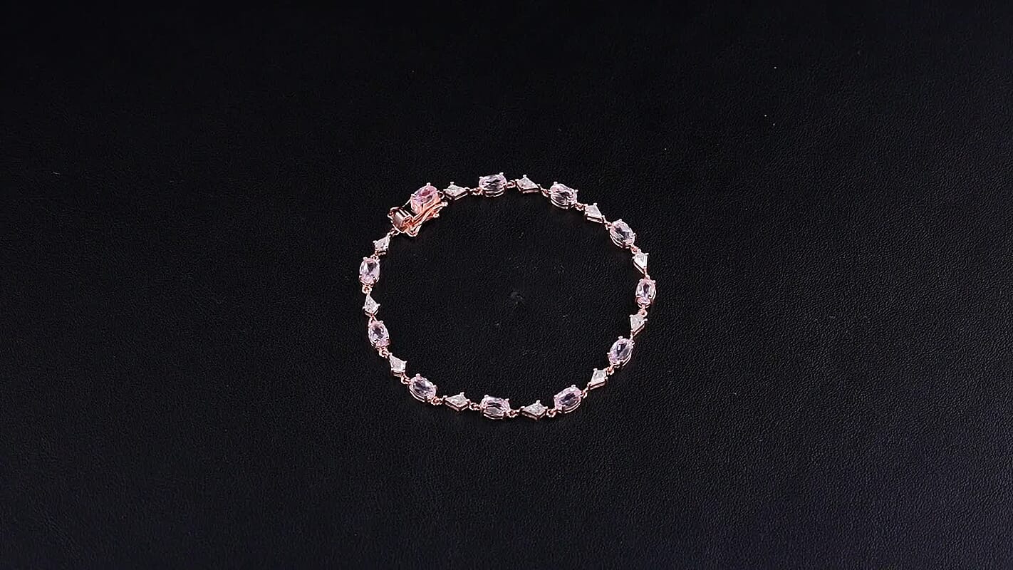 D''Joy Premium Martha Rocha Kunzite and Moissanite 8.35 ctw Tennis Bracelet in Vermeil Rose Gold Over Sterling Silver (6.50 In)