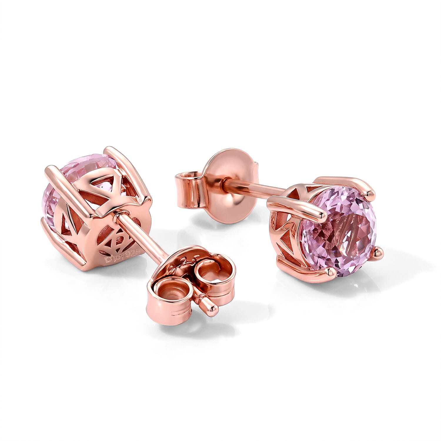 D'Joy Premium Martha Rocha Kunzite 2.40 ctw Earrings in Vermeil Rose Gold Over Sterling Silver