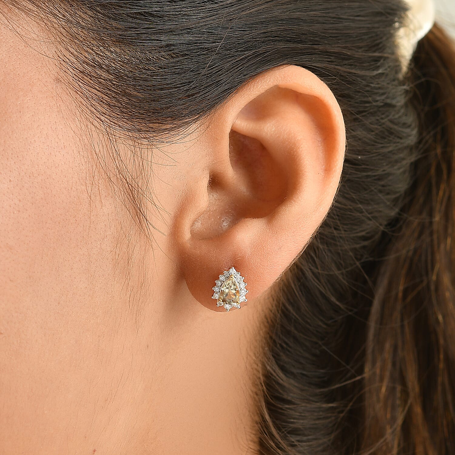 D'Joy AAA Turkizite and Moissanite 1.25 ctw Earrings in 18K Vermeil Yellow Gold Over Sterling Silver