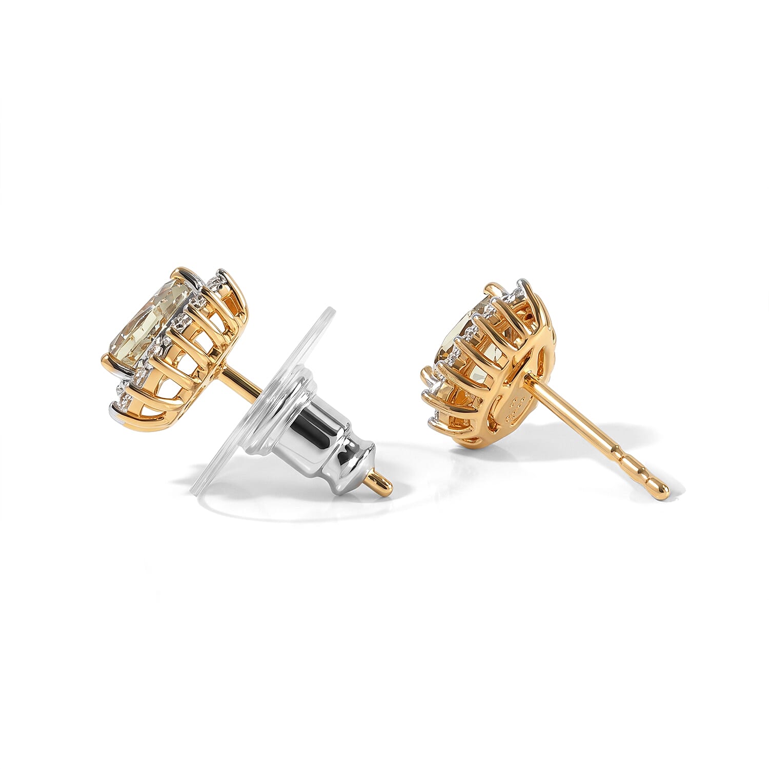 D'Joy AAA Turkizite and Moissanite 1.25 ctw Earrings in 18K Vermeil Yellow Gold Over Sterling Silver