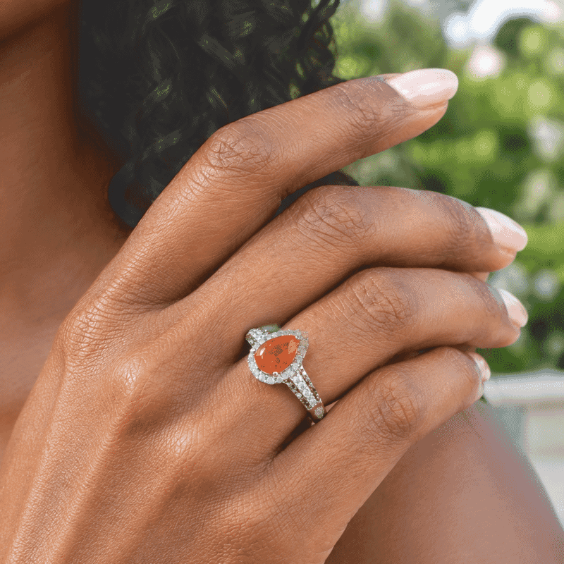 D'Joy AAA Crimson Fire Opal and Multi Gemstone 1.50 ctw Radiant Flame Ring in 18K Vermeil Rose Gold Over Sterling Silver (Size 10.0)