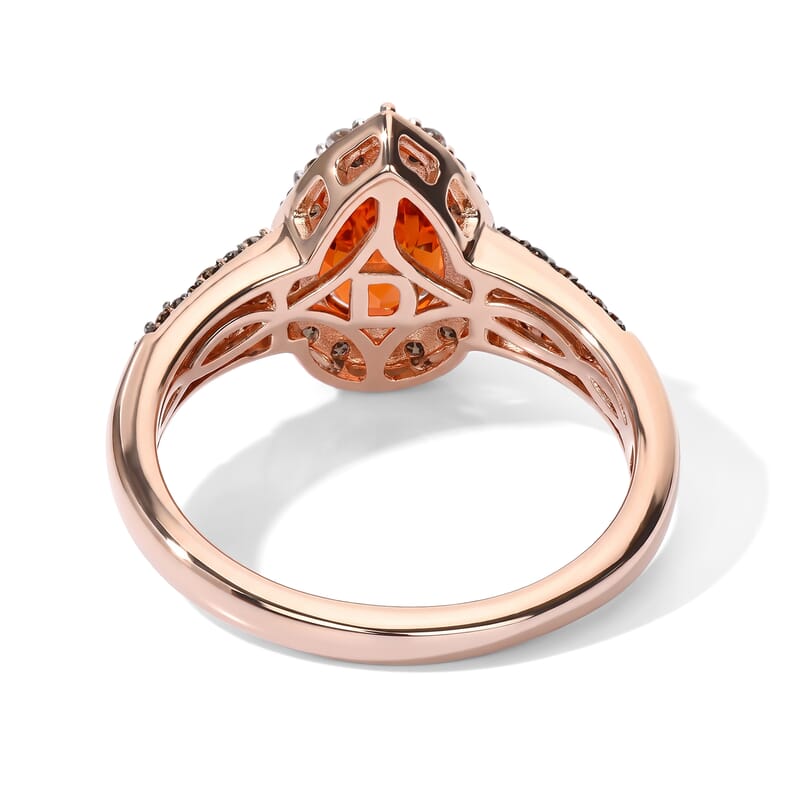 D'Joy AAA Crimson Fire Opal and Multi Gemstone 1.50 ctw Radiant Flame Ring in 18K Vermeil Rose Gold Over Sterling Silver (Size 10.0)