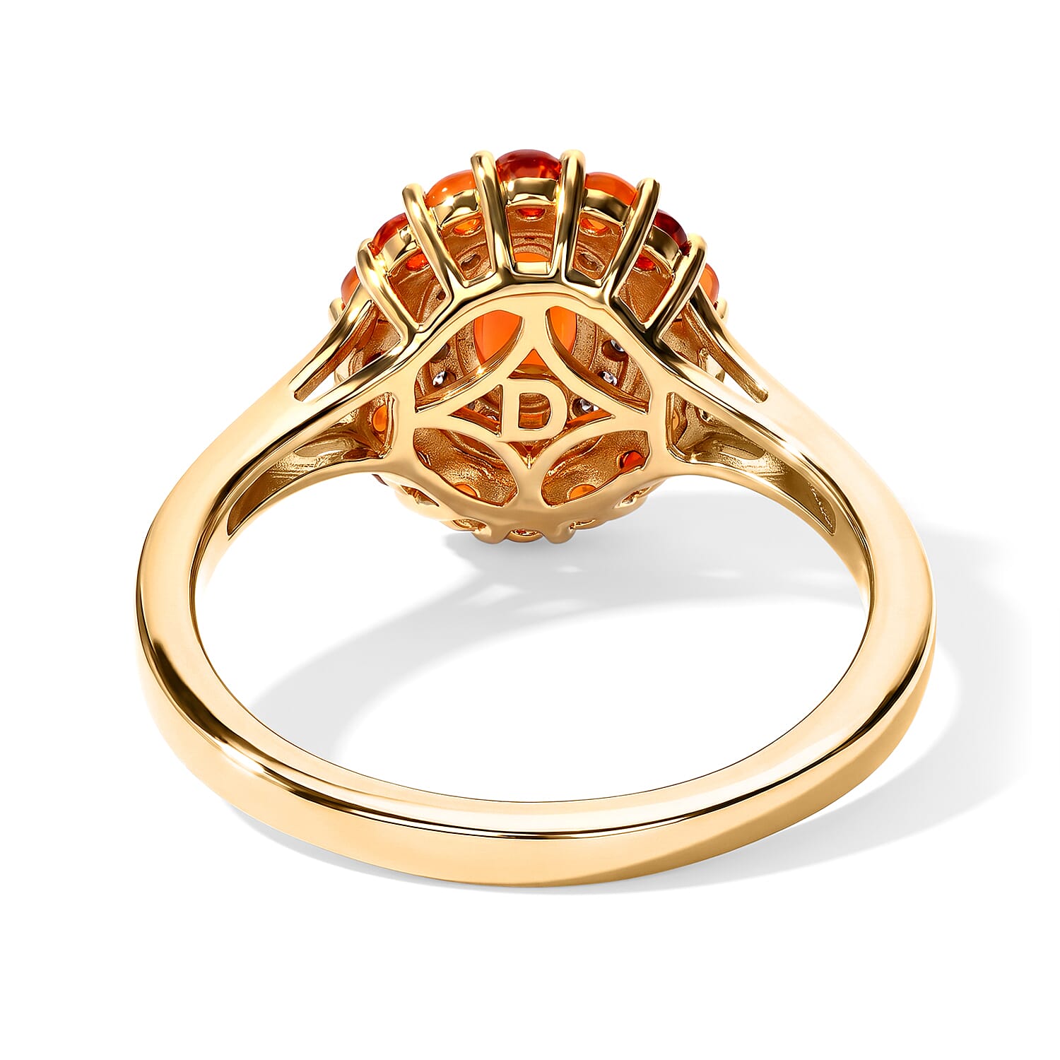 D'Joy AAA Crimson Fire Opal and Multi Gemstone 0.60 ctw Firelight Solar Flare Ring in 18K Vermeil Yellow Gold Over Sterling Silver (Size 5.0)