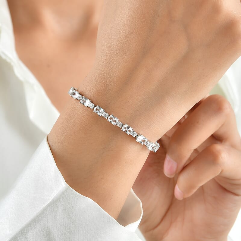 EverTrue Lab Created White Sapphire 11.00 ctw Spectrum Radiance Tennis Bracelet in Platinum Bond (6.50 In)