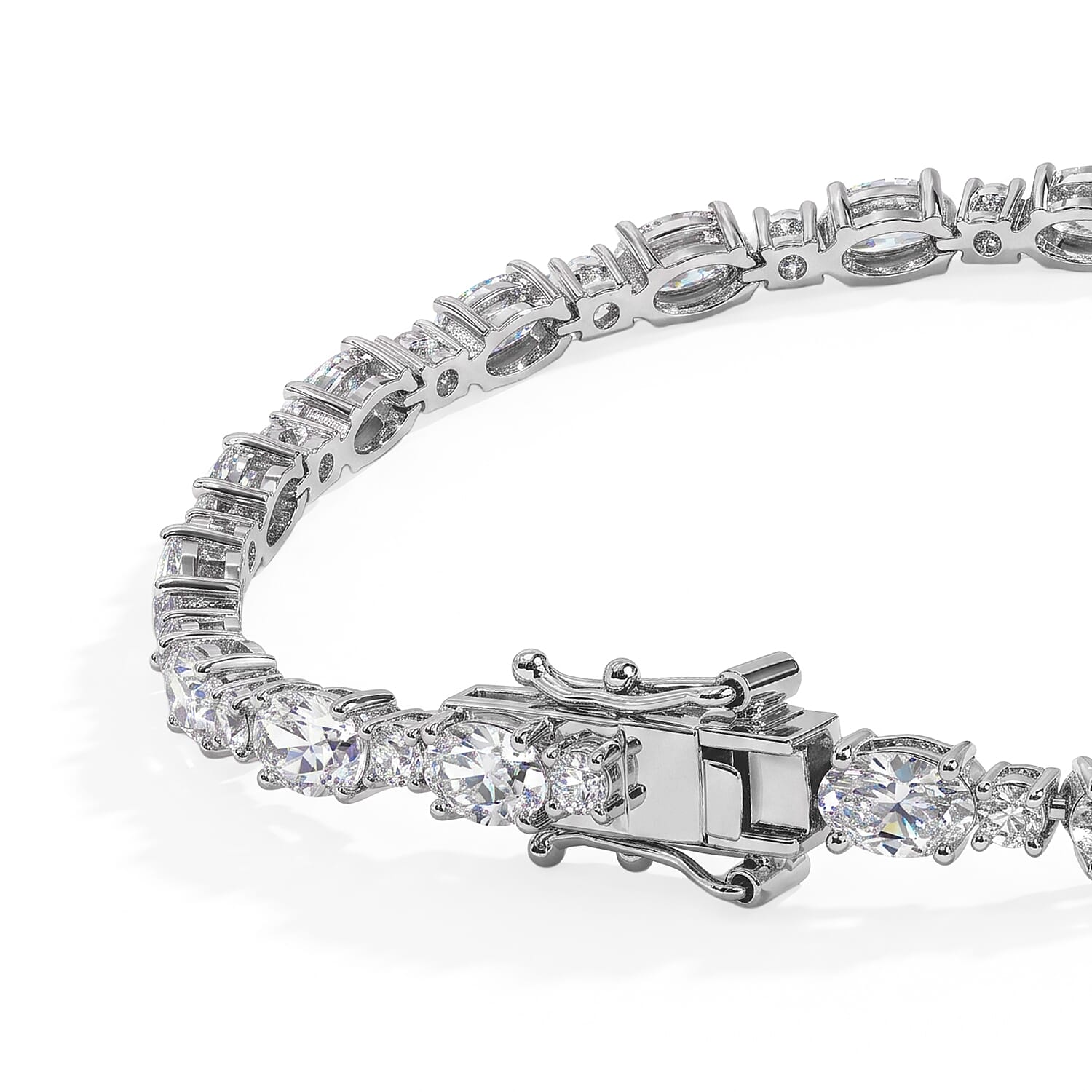 EverTrue Lab Created White Sapphire 11.00 ctw Spectrum Radiance Tennis Bracelet in Platinum Bond (6.50 In)