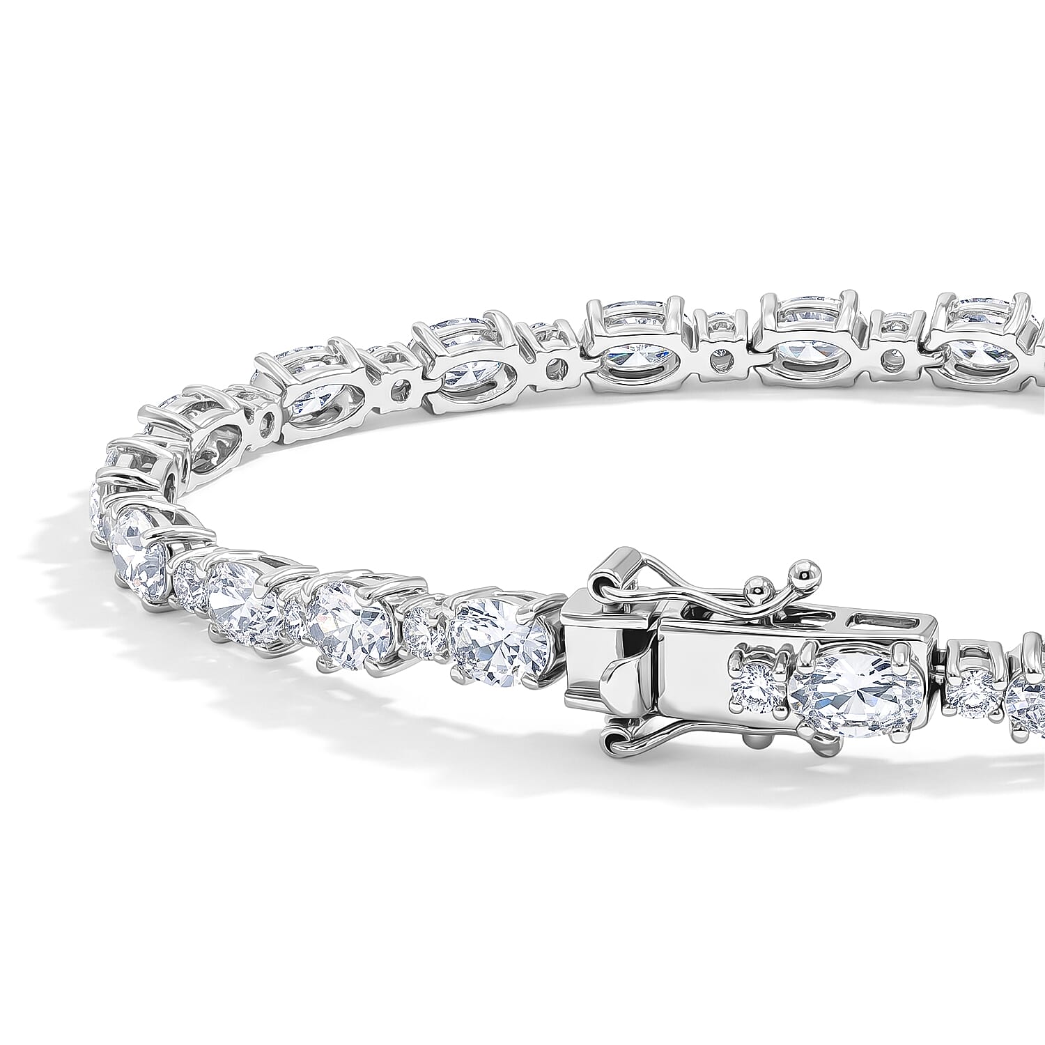 EverTrue Lab Created White Sapphire 11.00 ctw Spectrum Radiance Tennis Bracelet in Platinum Bond (6.50 In)