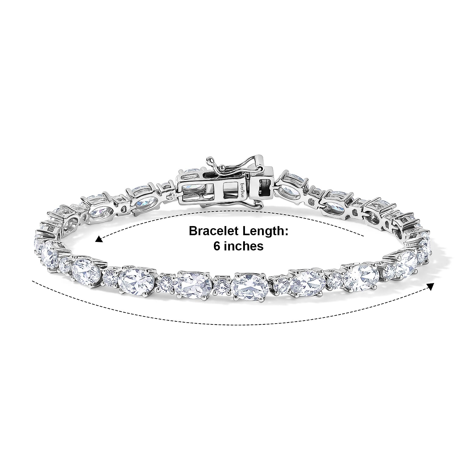 EverTrue Lab Created White Sapphire 11.00 ctw Spectrum Radiance Tennis Bracelet in Platinum Bond (6.50 In)