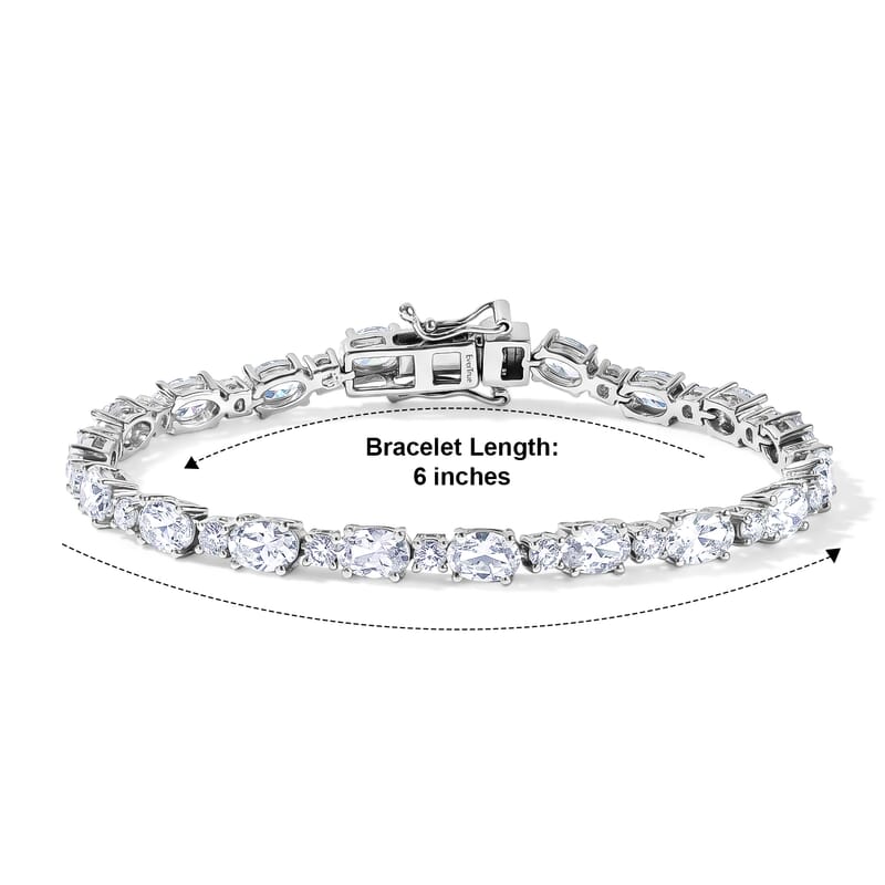 EverTrue Lab Created White Sapphire 11.00 ctw Spectrum Radiance Tennis Bracelet in Platinum Bond (6.50 In)