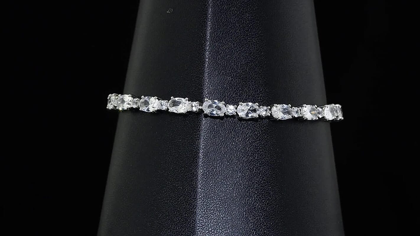 EverTrue Lab Created White Sapphire 12.60 ctw Bracelet in Platinum Bond (7.25 In)