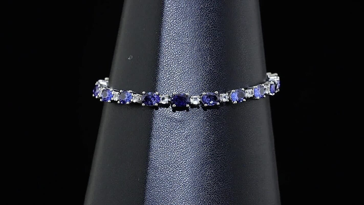 EverTrue Lab Created Blue and White Sapphire 12.60 ctw Bracelet in Platinum Bond (7.25 In)