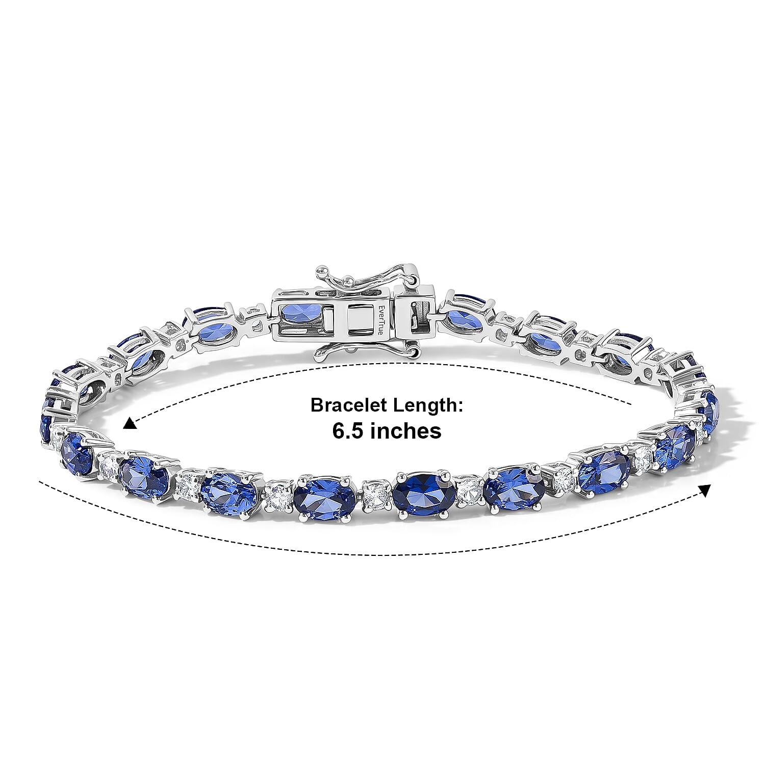 EverTrue Lab Created Blue and White Sapphire 11.35 ctw Spectrum Radiance Tennis Bracelet in Platinum Bond (6.50 In)