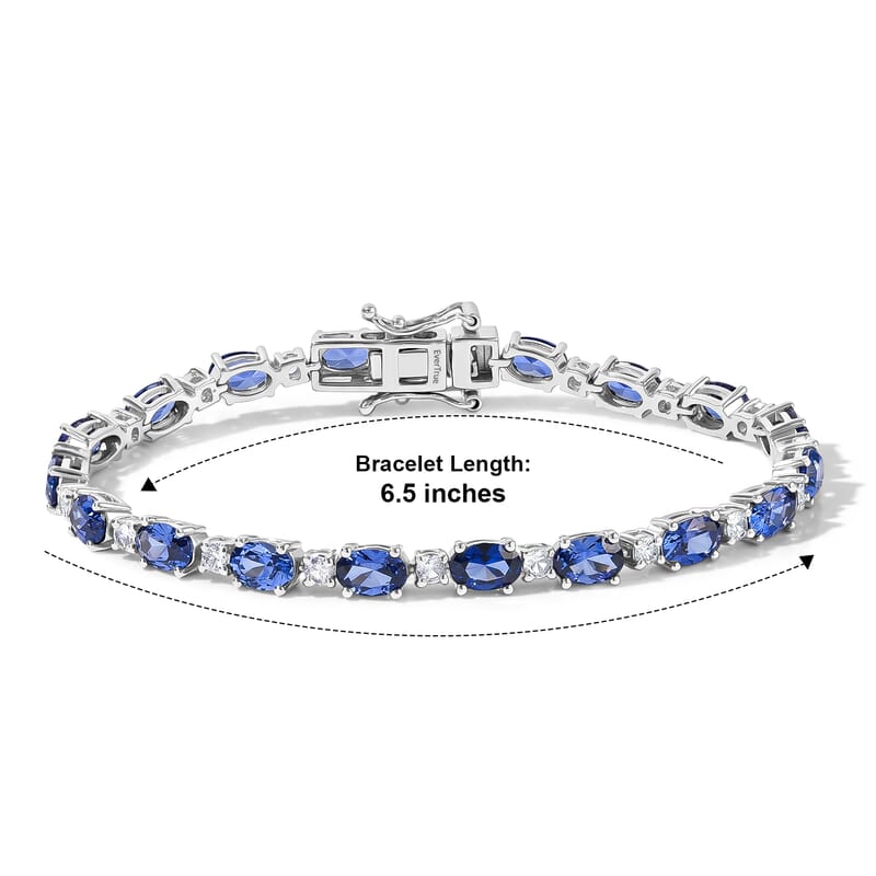 EverTrue Lab Created Blue and White Sapphire 11.35 ctw Spectrum Radiance Tennis Bracelet in Platinum Bond (6.50 In)
