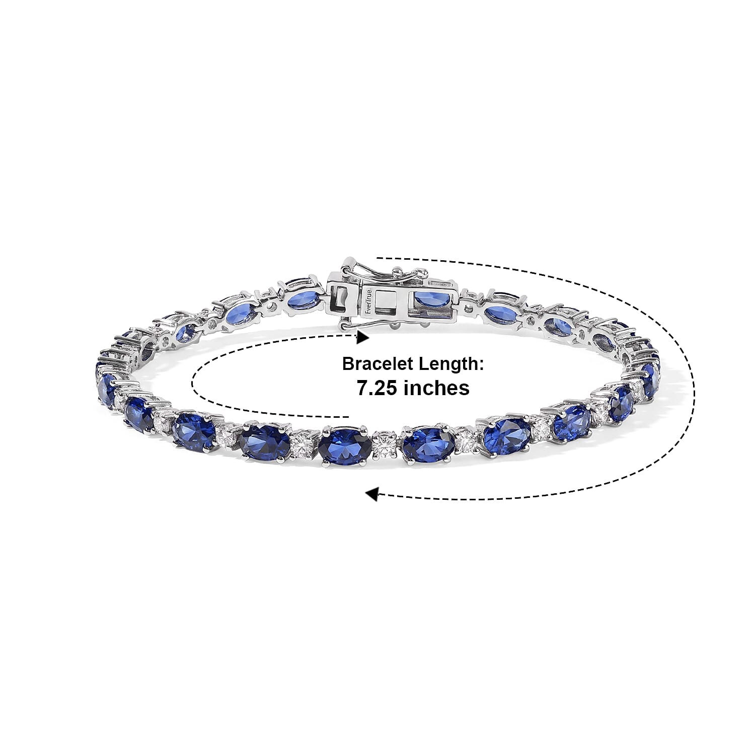 EverTrue Lab Created Blue and White Sapphire 12.60 ctw Spectrum Radiance Tennis Bracelet in Platinum Bond (7.25 In)