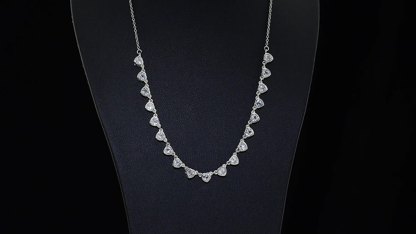 EverTrue Lab Created White Sapphire 8.90 ctw Necklace in Platinum Bond 18 Inches