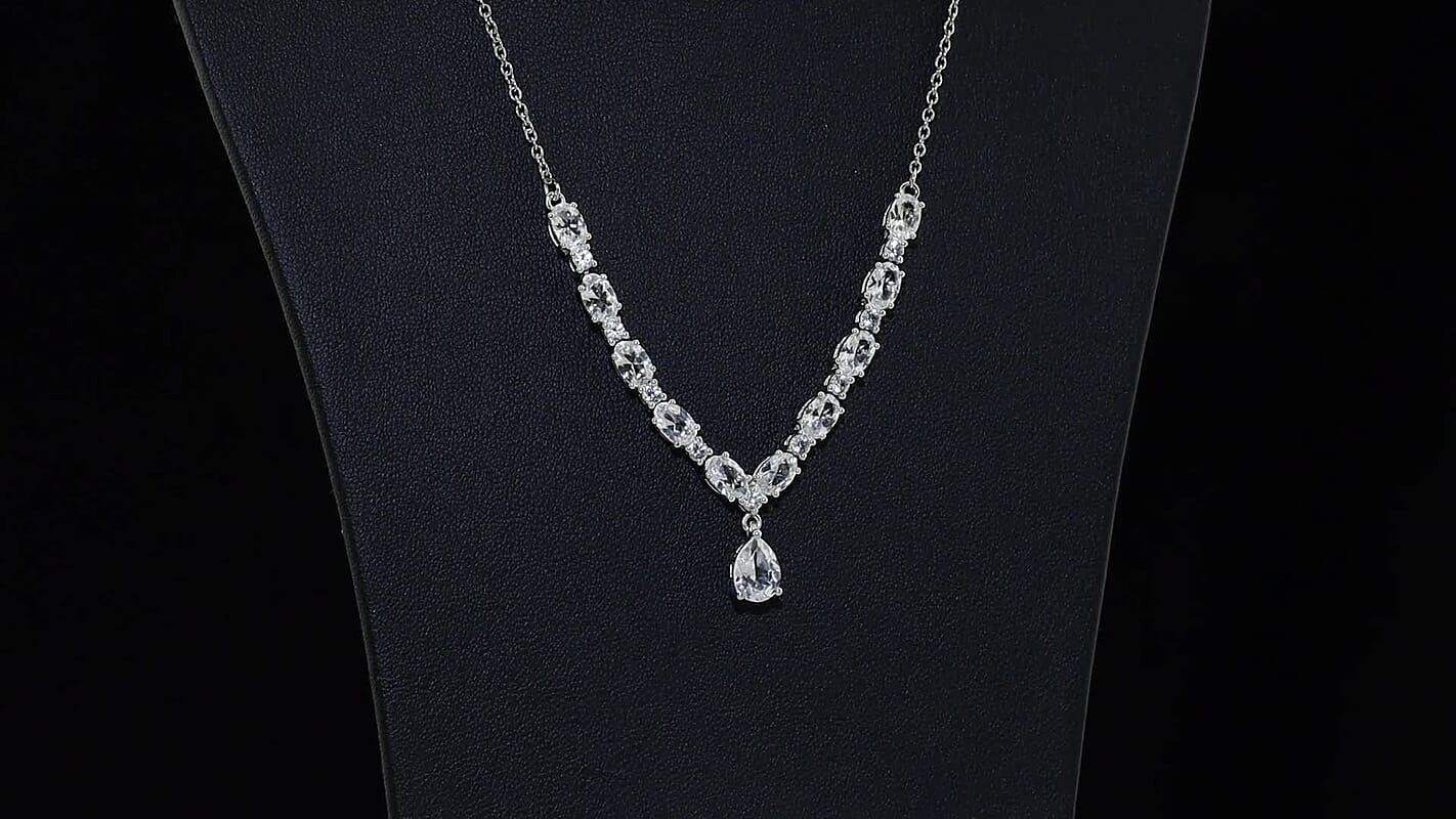 EverTrue Lab Created White Sapphire 7.75 ctw Necklace in Platinum Bond 18 Inches