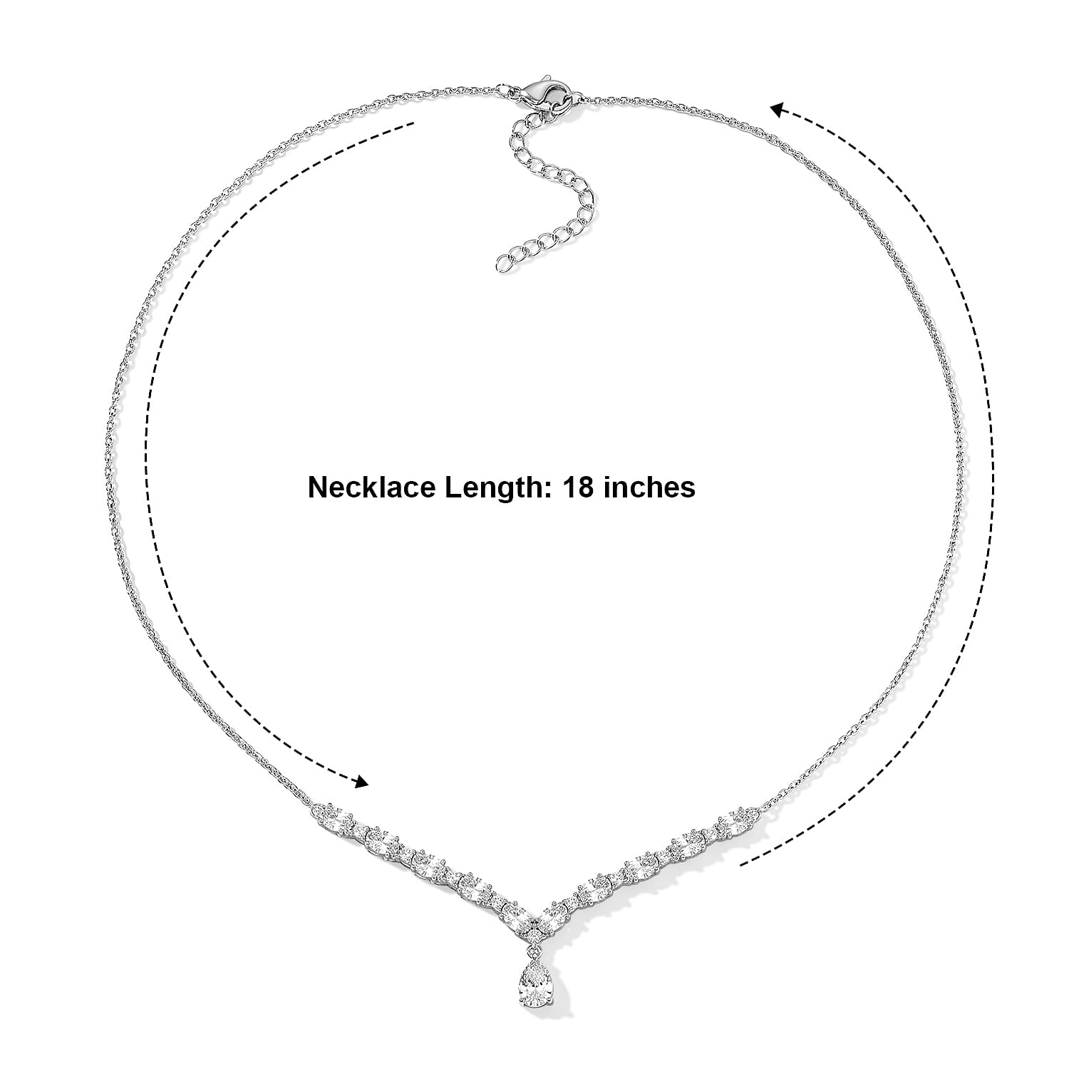 EverTrue Lab Created White Sapphire 7.50 ctw Spectrum Radiance Necklace in Platinum Bond 18-20 Inches