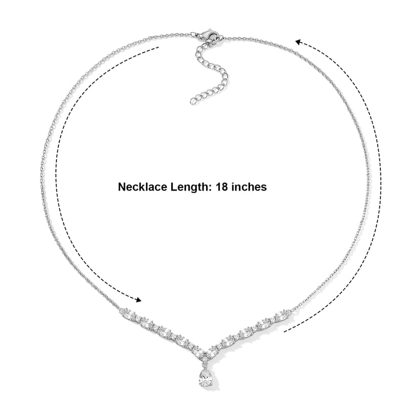 EverTrue Lab Created White Sapphire 7.50 ctw Spectrum Radiance Necklace in Platinum Bond 18-20 Inches