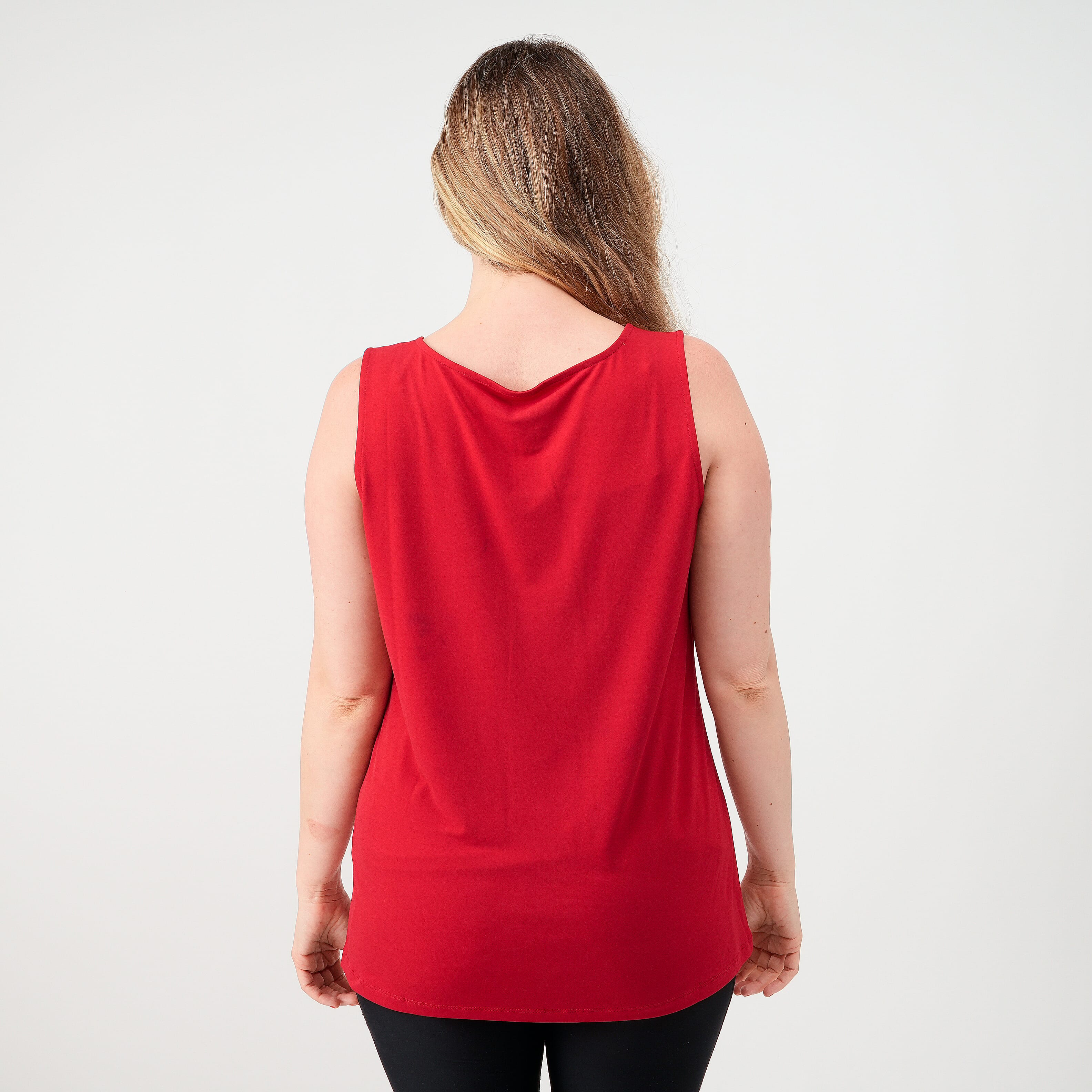 Susan Graver Navy and Scarlet Red Set Of 2 Modern Essentials Liquid Knit Tanks - 1X